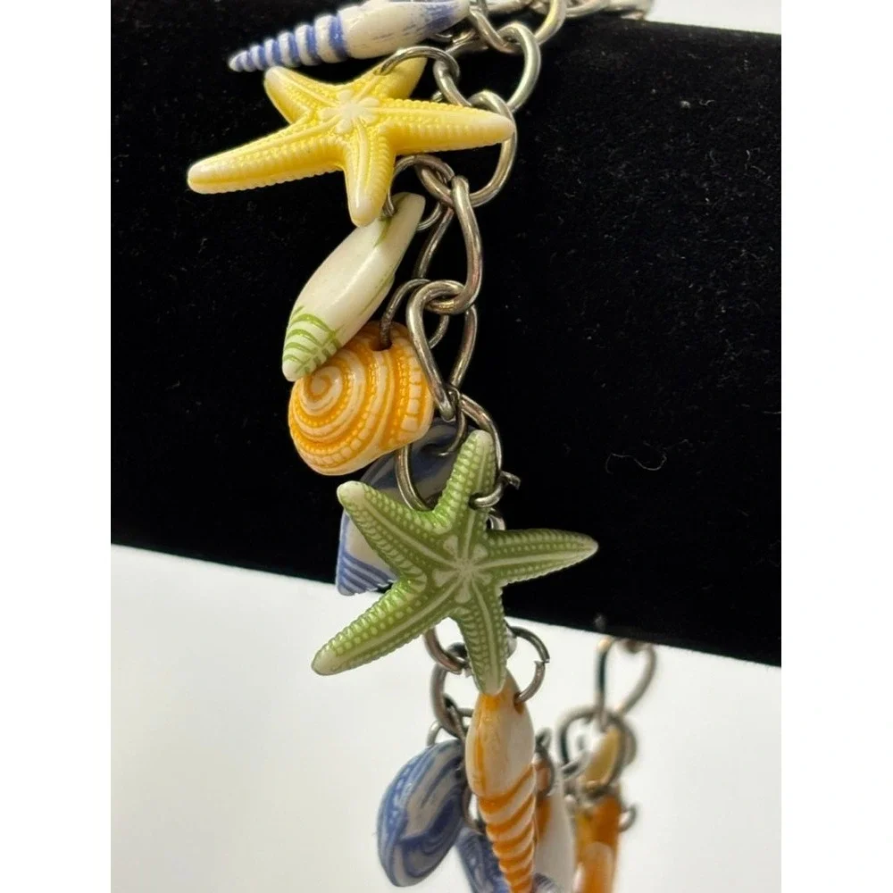 Charm Bracelet Vacation Sea Shells Coastal Maximalist Vibes - Picture 2 of 13